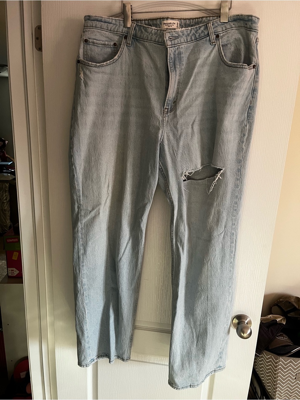 Abercrombie & Fitch Light Blue Relaxed Ripped Jeans